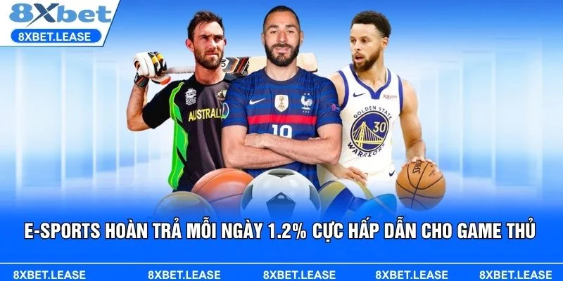 E-sports hoàn trả mỗi ngày 1.2% tại 8XBET mang đến tỉ lệ hoàn cao nhất thị trường